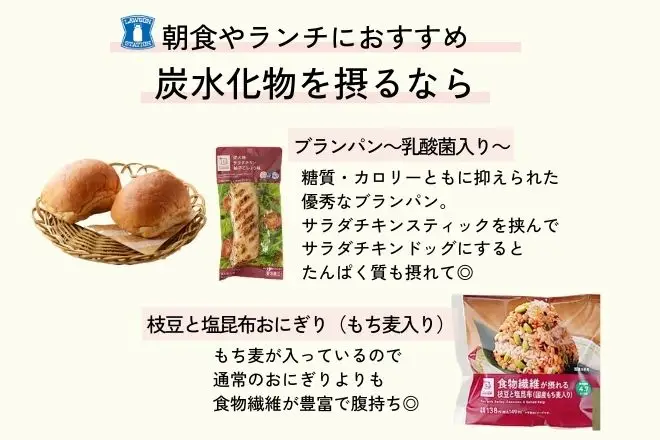 ダイエット中に炭水化物を摂るなら、ローソンのブランパンやもち麦が入った枝豆と塩昆布おにぎりがおすすめ